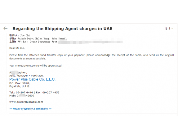 HOOHA's successful cooperation with a client in Dubai on POWER PLUS CABLE project